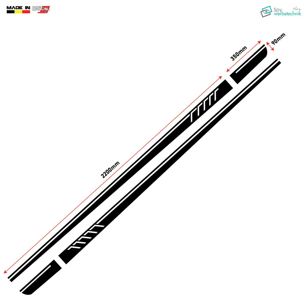 Sport Auto Seitenstreifen Aufkleber | 2er-Set – Detailansicht 4