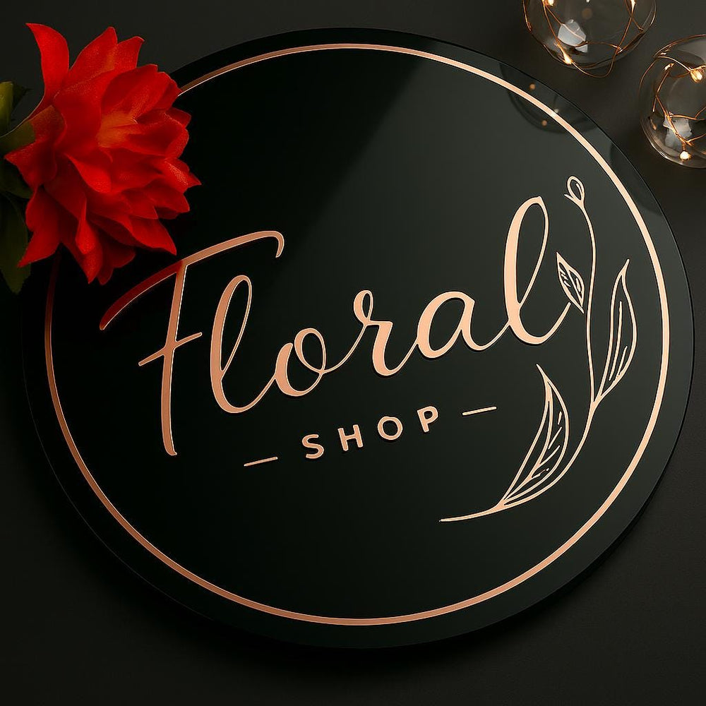 3d logo sign custom acrylic business signage with rose gold lettering