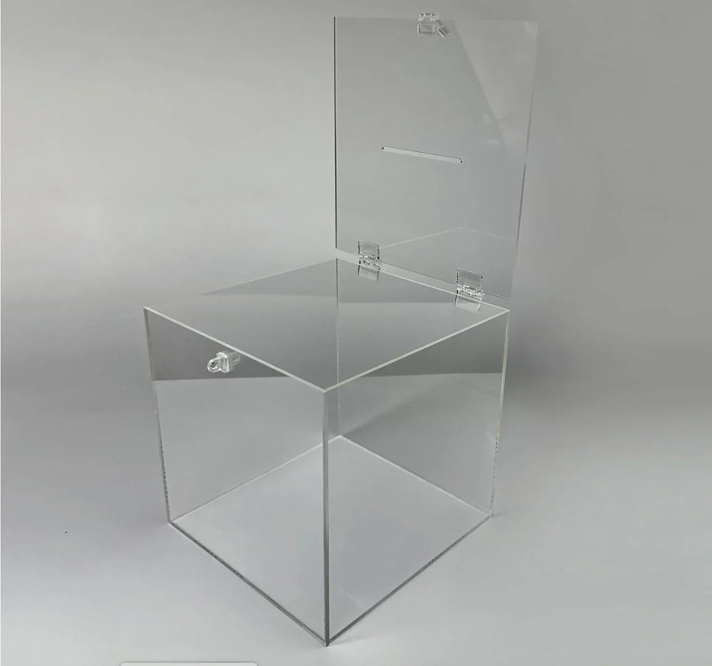 clear acrylic donation box with slot raffle events fundraisers