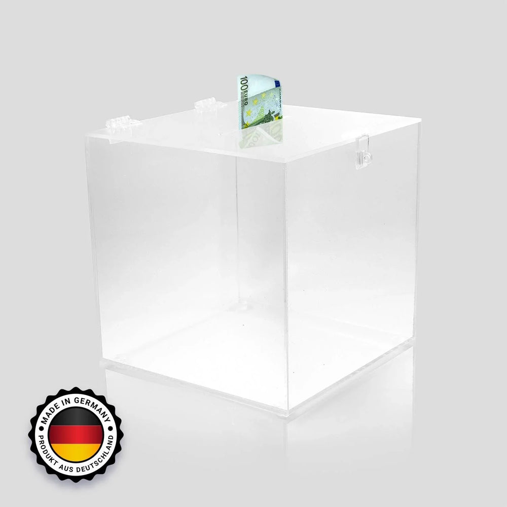 clear acrylic donation box with slot raffle events fundraisers