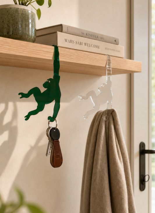 Affen Regalhaken aus Plexiglas | 6er-Set – Detailansicht 7