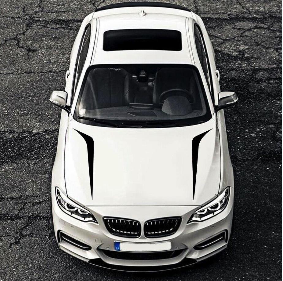 matte black racing hood sticker weatherproof vinyl car bonnet decal