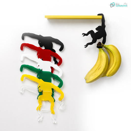 Affen Regalhaken aus Plexiglas – Bananenhalter & Küchenhaken zum Einhängen am Regal