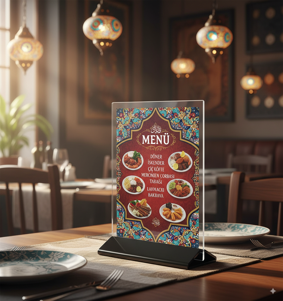 A4 Menühalter aus Acryl (Hochformat) – Premium-Basis