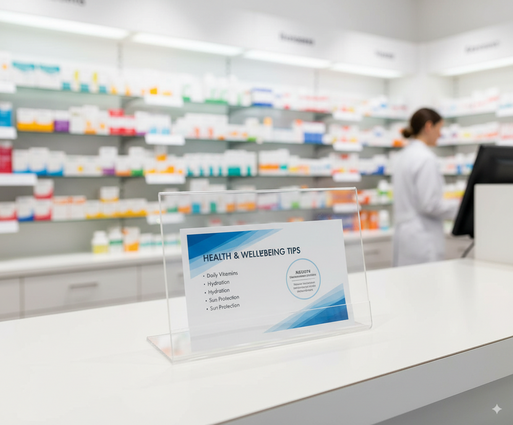 A4 Menühalter aus Acryl (Querformat) – L-Form, 3er-Set