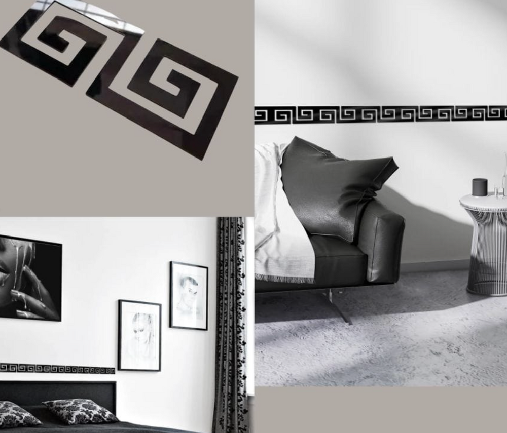 set 5 deko wandplatten aus schwarzem plexiglas 3 mm 20 8 cm