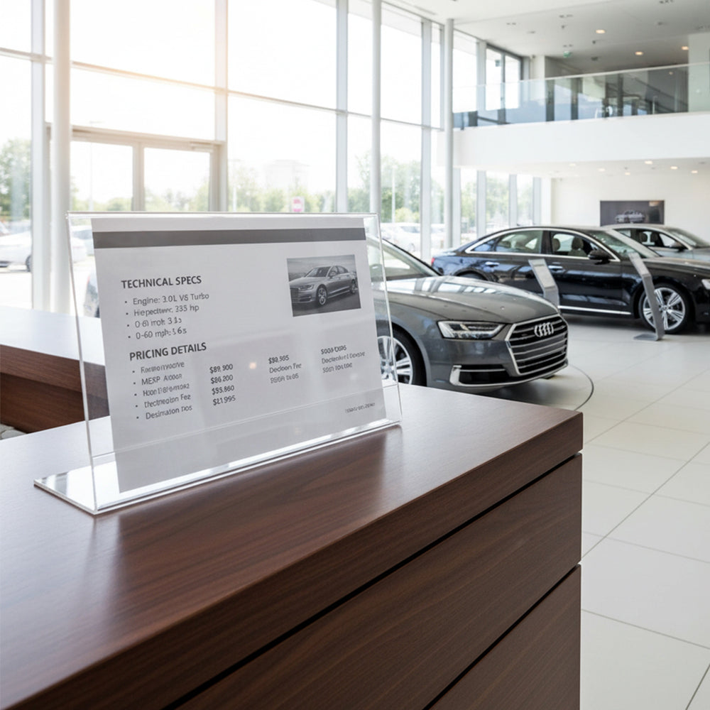 A5 Menühalter aus Acryl (Querformat) – L-Form, 3er-Set