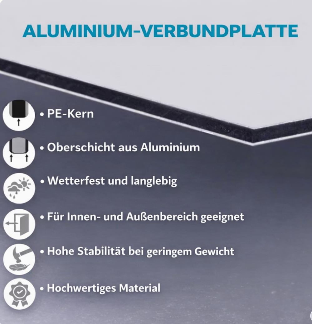 Alu-Verbundplatte 3 mm weiß | 40 x 40 cm – Detailansicht 5