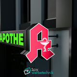 Apotheken A – 3D LED-Leuchtbuchstabe doppelseitig, professionelle Apotheken-Werbetechnik