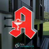 Apotheken A – 3D LED-Leuchtbuchstabe doppelseitig, Frontansicht mit opaler PLEXIGLAS®-Front