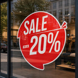 Runder SALE Fensteraufkleber mit Wunsch-Rabatt - Vinyl Schaufenster Sticker