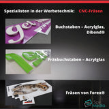 CNC-Fräsen & Werbetechnik – präziser Zuschnitt von Dibond®-Platten für Werbeschilder