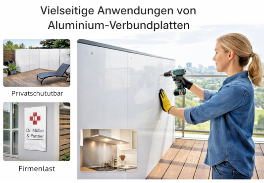 Aluminium Verbundplatte 3mm weiß 50x50cm | Dibond® Zuschnitt CNC Werbeschild