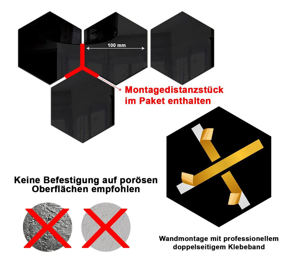 set mit 10 stuck acryl glanzendes schwarzes plexiglas 3 mm hexagon 10 cm