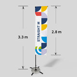 Bedruckte Gerade Fahne M 3,3 m mit Firmenlogo als Werbefahne im Außenbereich