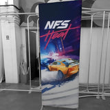 Haushaltsbanner 85 x 228 cm – leichtes, kompakt verpackbares Click-System Textildisplay mit Tragetasche