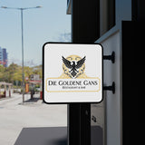 leuchtkasten quadratisch wandausleger doppelseitig beleuchtet 75 cm – Nachtansicht, 75 cm