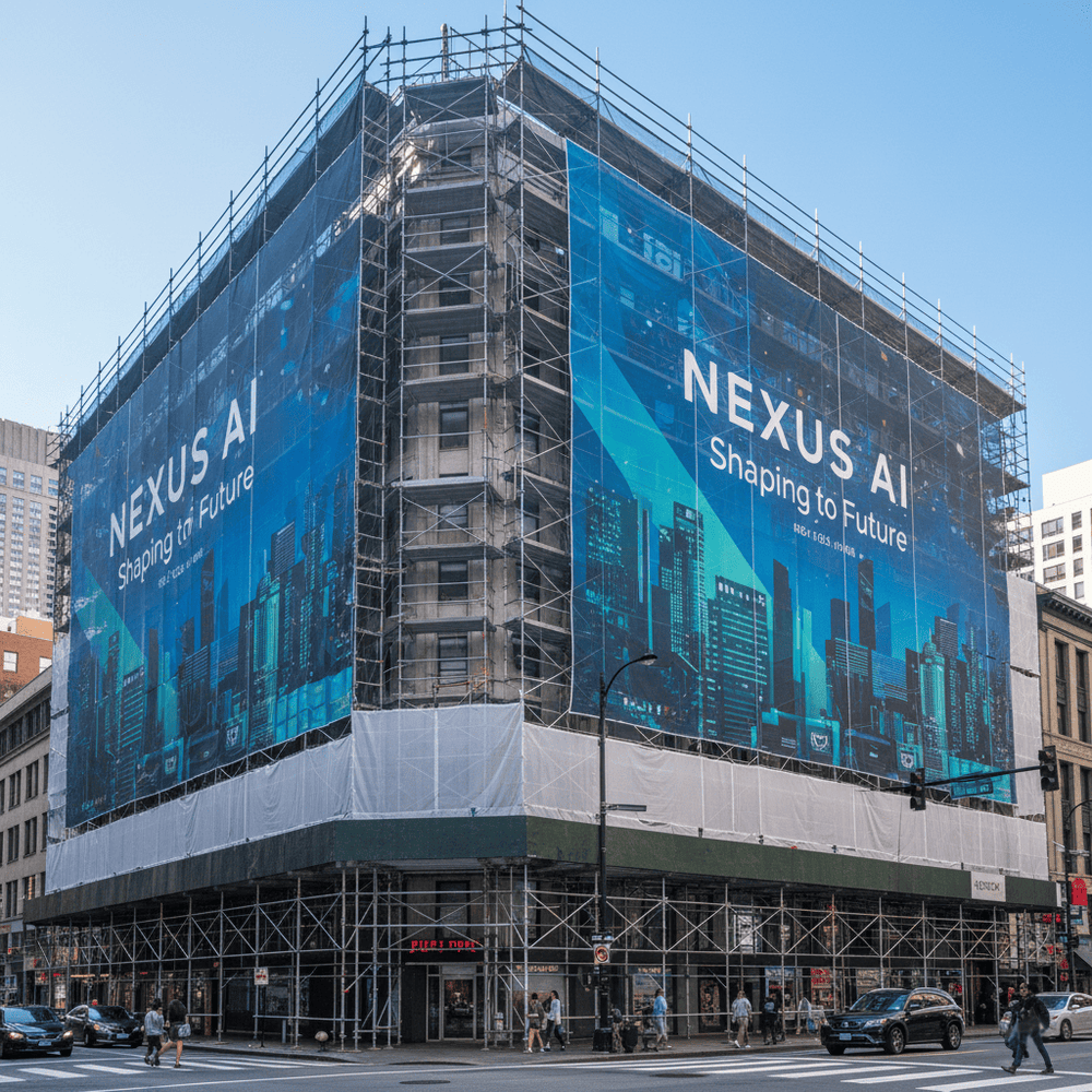 Mesh PVC Banner – leichtes, winddurchlässiges Werbebanner für Outdoor-Einsätze, Gesamtansicht