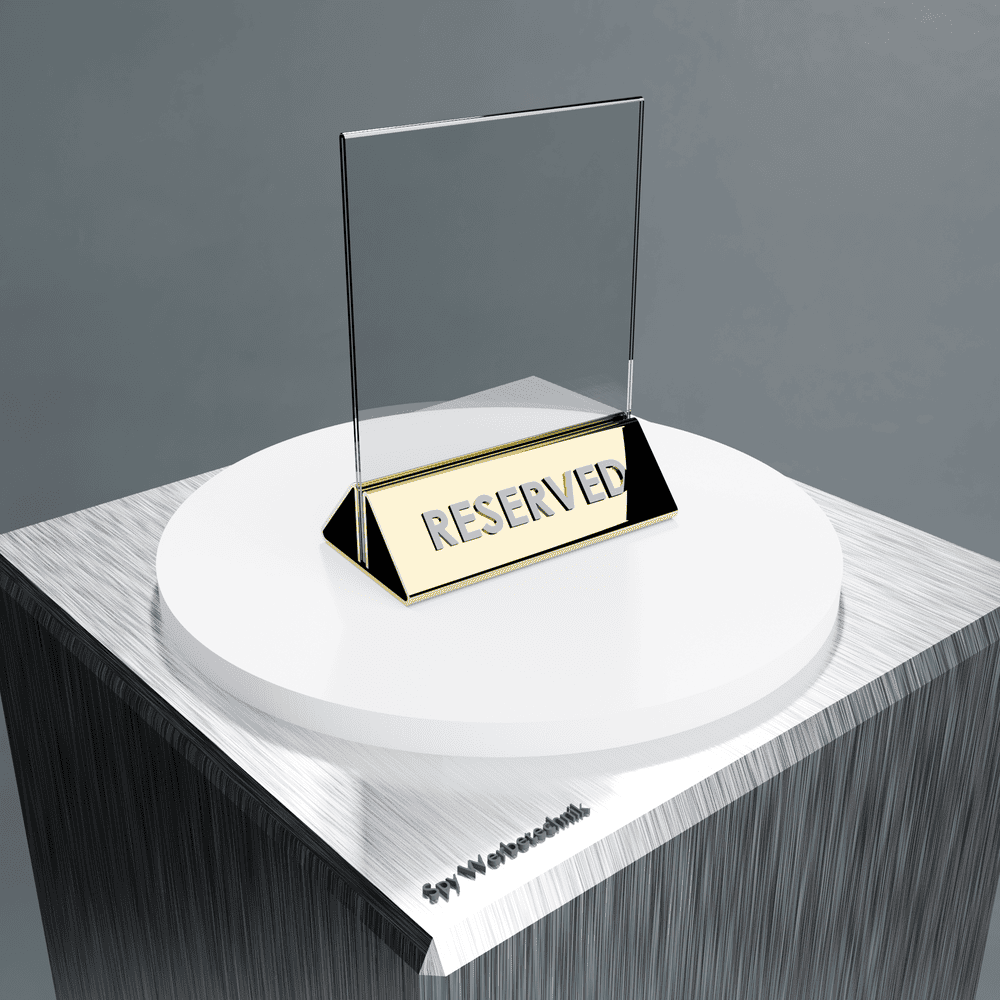 Premium Acryl-Aufsteller A5 mit schwarzem Sockel – Einsatz als Infoständer auf Theke oder Empfangstresen