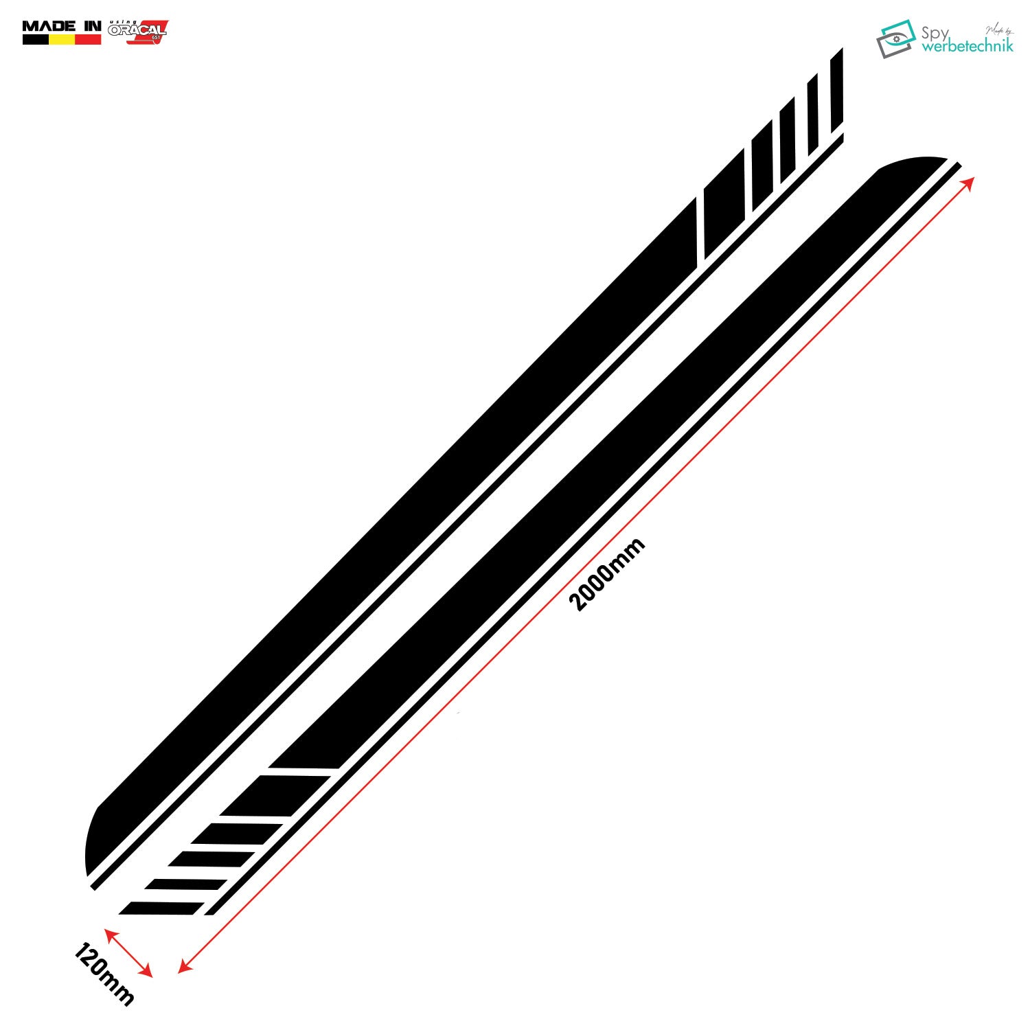 Racing Auto Seitenstreifen Aufkleber | 2er-Set – Detailansicht 4