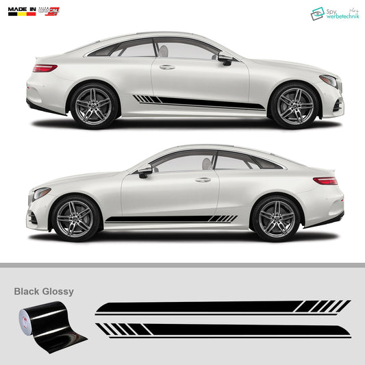 Auto Seitenstreifen Vinyl Aufkleber Racing Sticker Set – Schwarz / Weiß / Grau, 200 x 12 cm, 2er Set