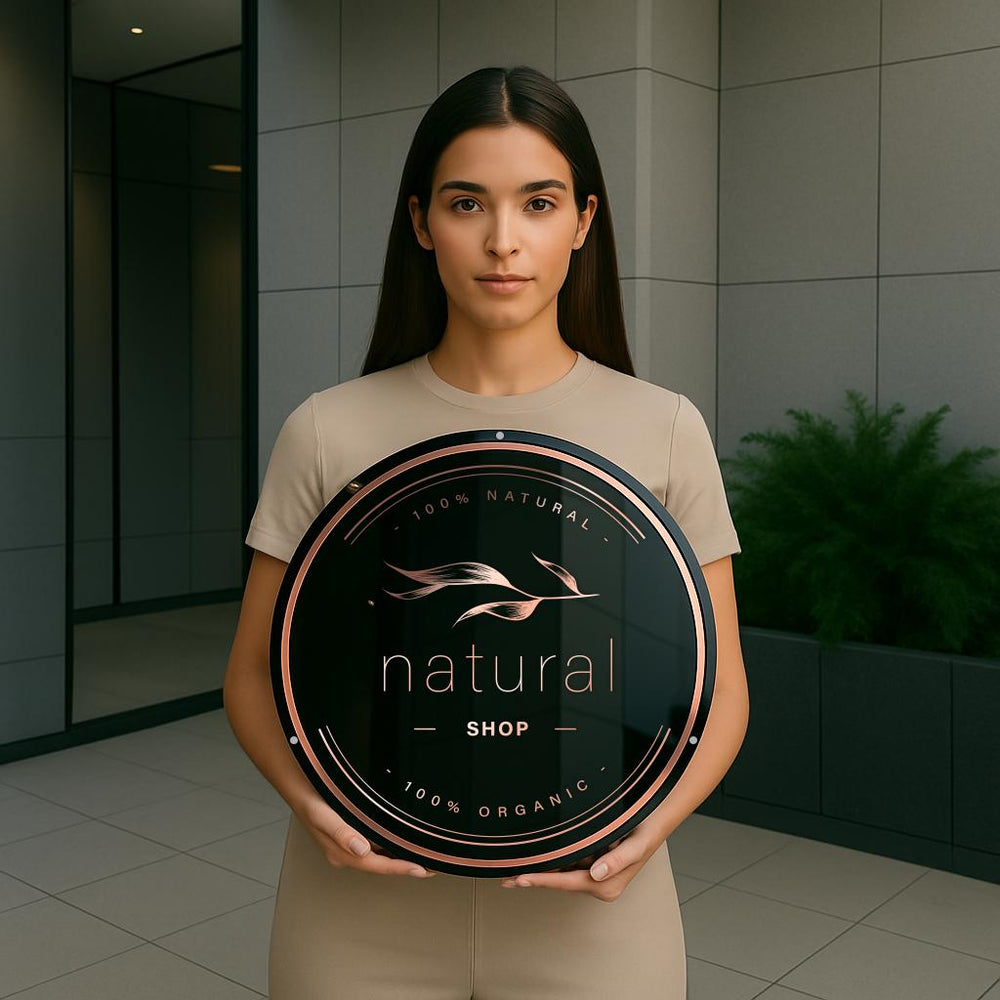 3d logo sign custom acrylic business signage with rose gold lettering