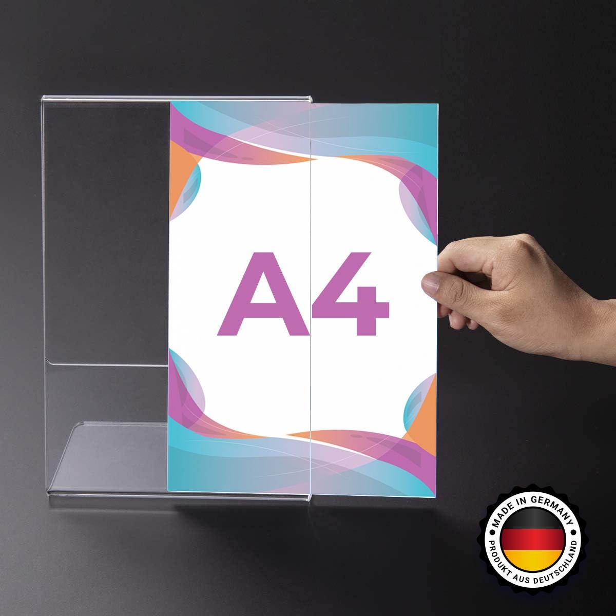 A4 Menühalter aus Acryl (Hochformat) – L-Form, 3er-Set - Spy Werbetechnik