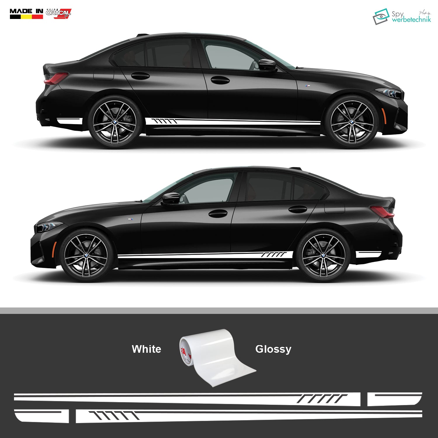 Sport Auto Seitenstreifen Aufkleber | 2er-Set – Detailansicht 3