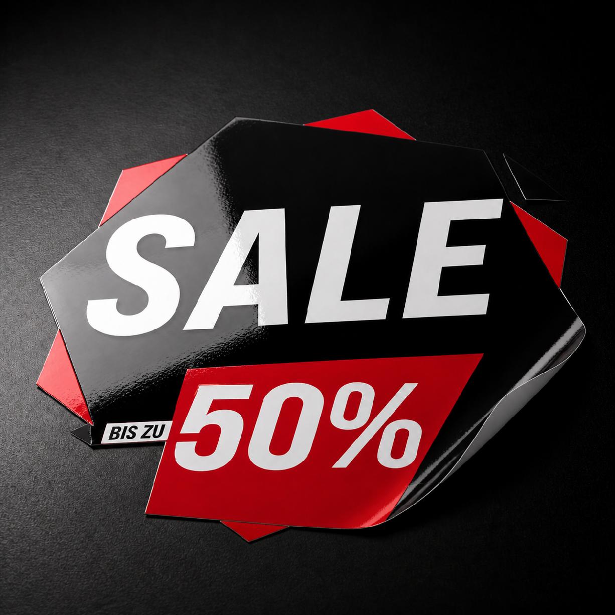 SALE Fensteraufkleber 10% - 70% Rabatt Schaufenster Sticker Vinyl Hochglanz
