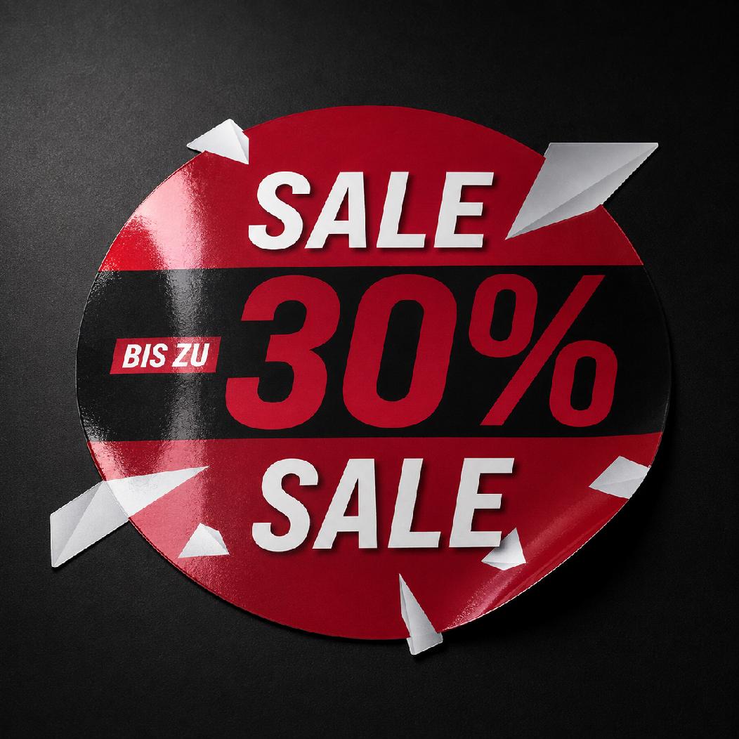 SALE Fensteraufkleber Rund Wunsch Prozent Rabatt Schaufenster Vinyl Sticker