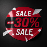 SALE Fensteraufkleber Rund Wunsch Prozent Rabatt Schaufenster Vinyl Sticker