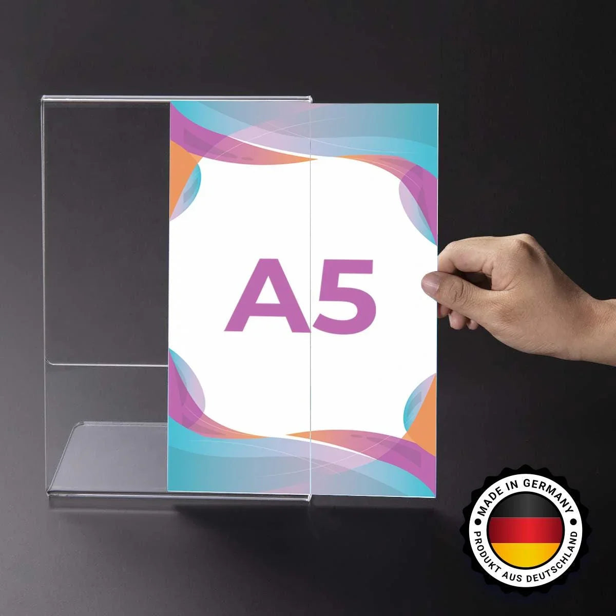 A5 Menühalter aus Acryl (Hochformat) – L-Form, 3er-Set - Spy Werbetechnik