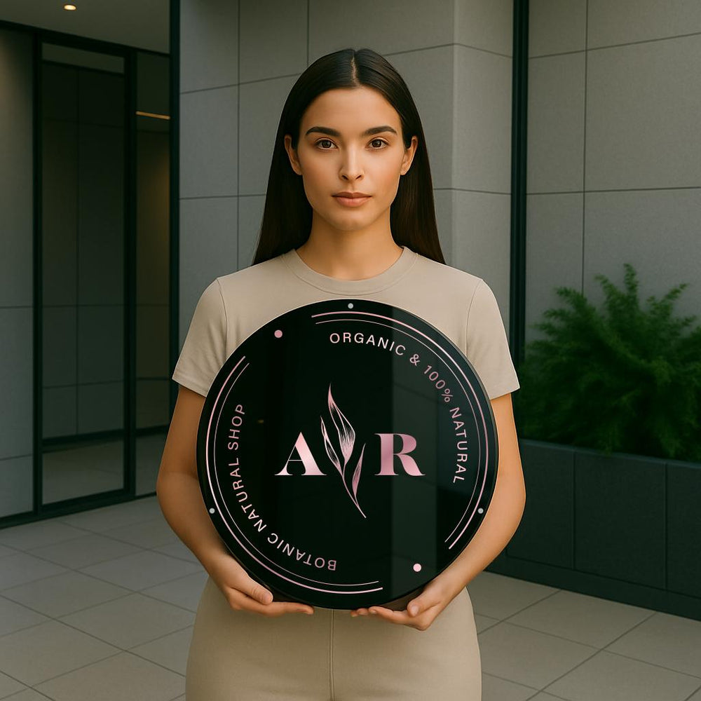 3d logo sign custom acrylic business signage with rose gold lettering