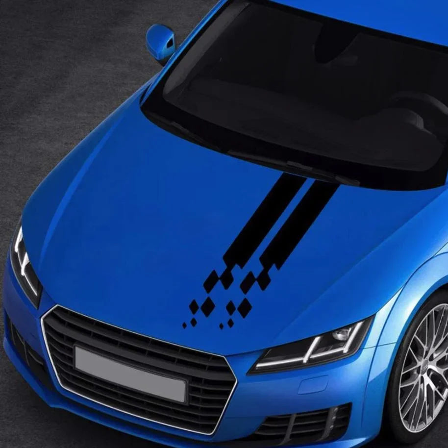 Black Car Hood Racing Stripe Decal: 90x21cm Vinyl Tuning Sticker - Spy Werbetechnik