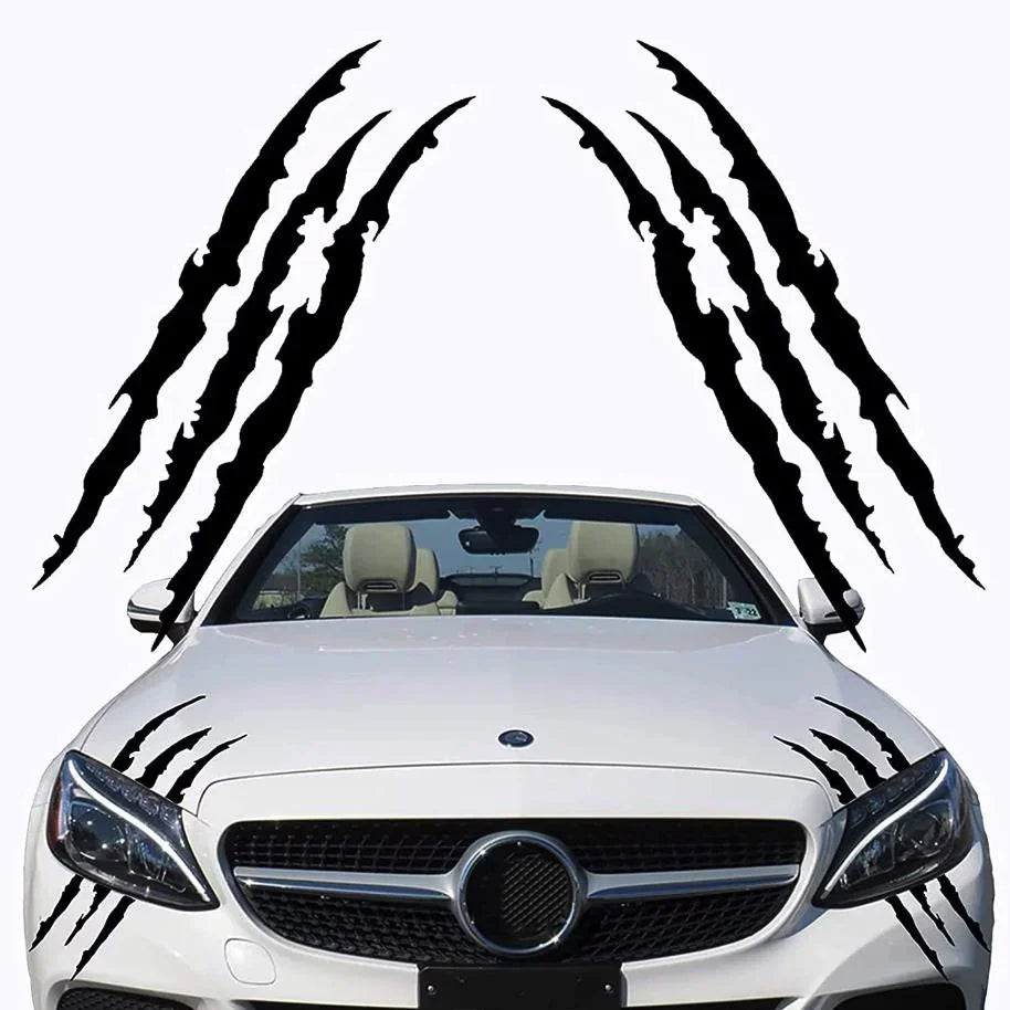 Black Car Headlight & Side Hood Stripe Decals | Vinyl Stickers 40x12 cm | Tuning Graphics | Universal Fit DIY Auto Decor SET OF 2 - Spy Werbetechnik