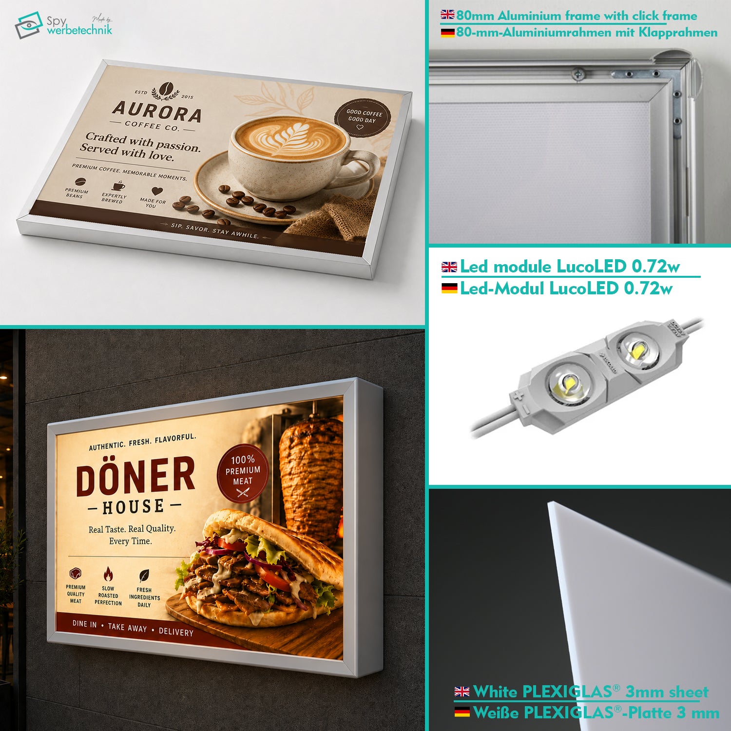 LED Leuchtkasten mit Plexiglasfront | 80 mm – Detailansicht 3