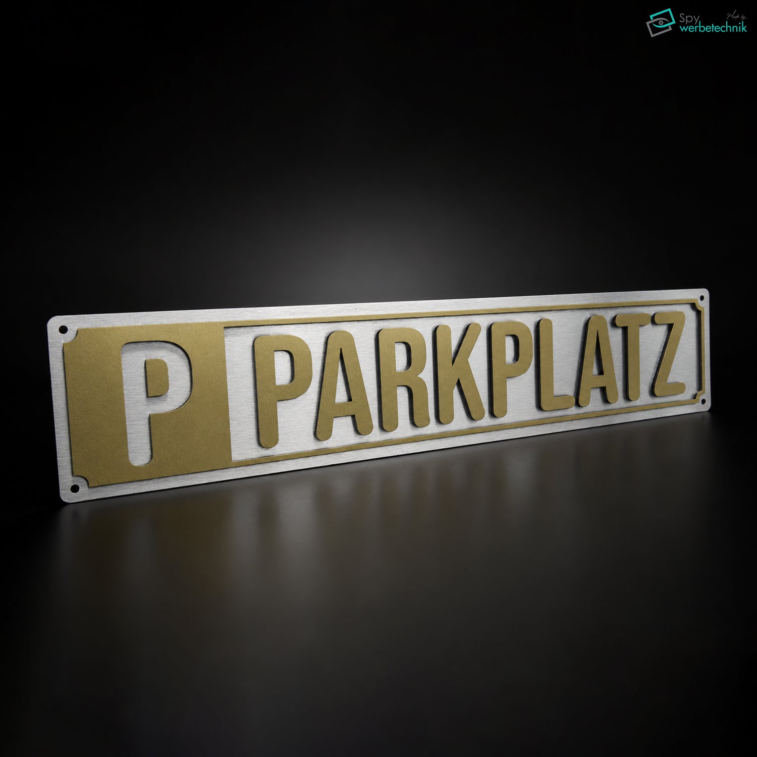 Parkplatzschild 50x10 cm – Alu-Verbund mit 3D Plexiglas-Buchstaben – PARKPLATZ