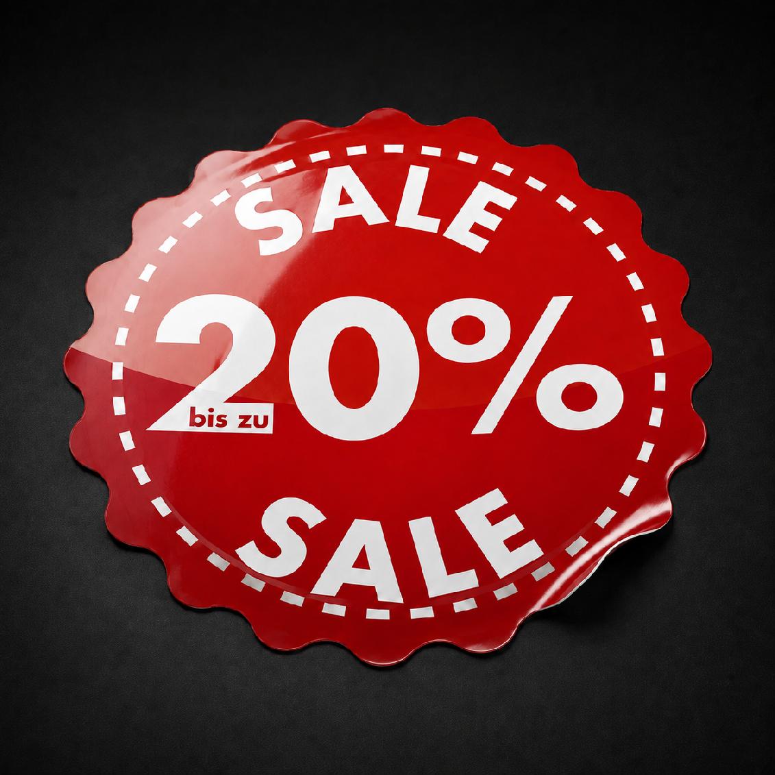 SALE Fensteraufkleber Rund Wunsch Prozent Rabatt Schaufenster Vinyl Sticker