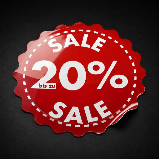 SALE Fensteraufkleber Rund Wunsch Prozent Rabatt Schaufenster Vinyl Sticker