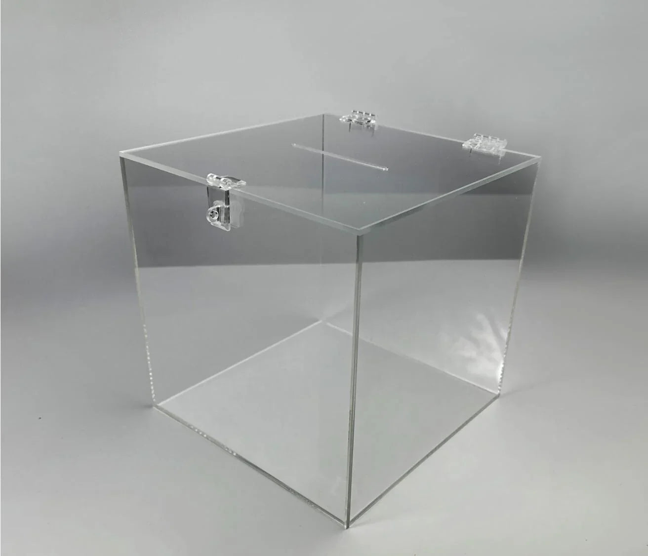 Acryl-Spendenbox Transparent – Spenden- & Vorschlagsbox mit Schlitz, 15/20/30 cm - Spy Werbetechnik