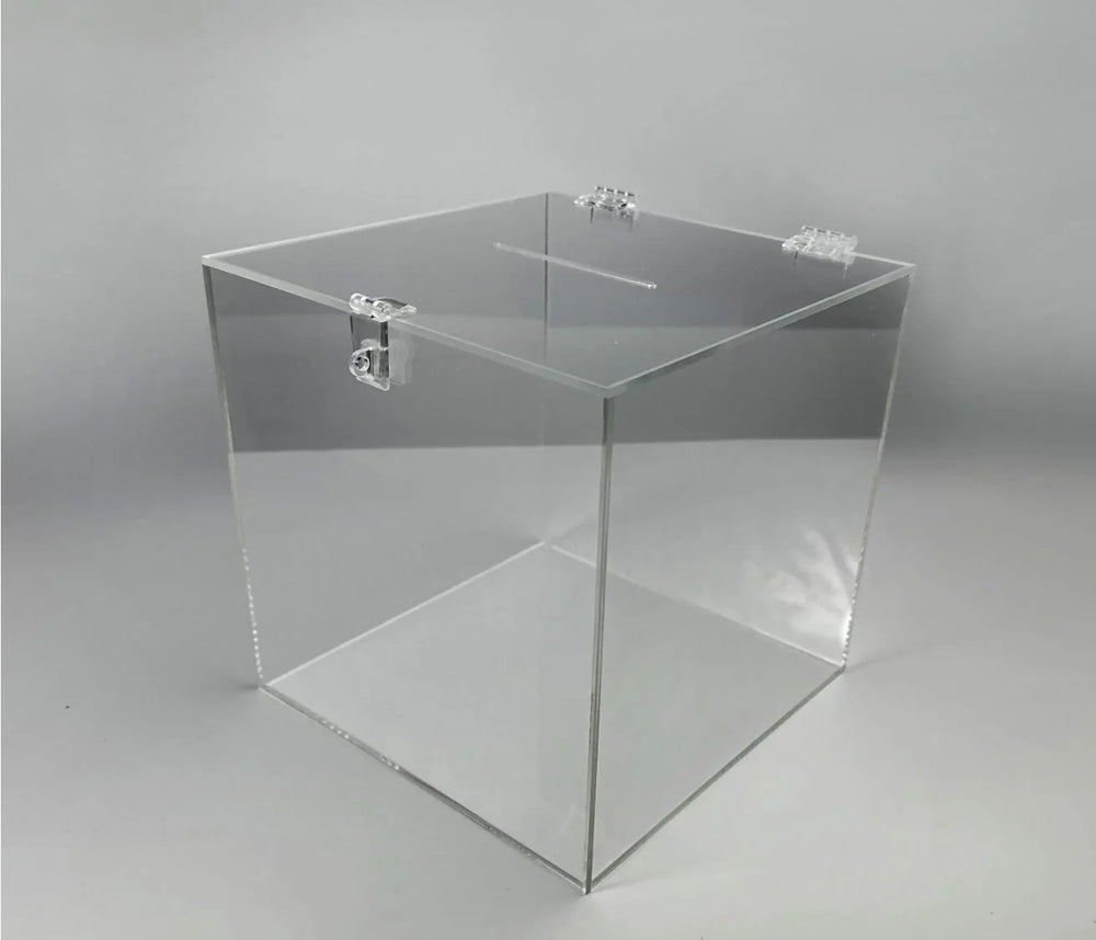 clear acrylic donation box with slot raffle events fundraisers