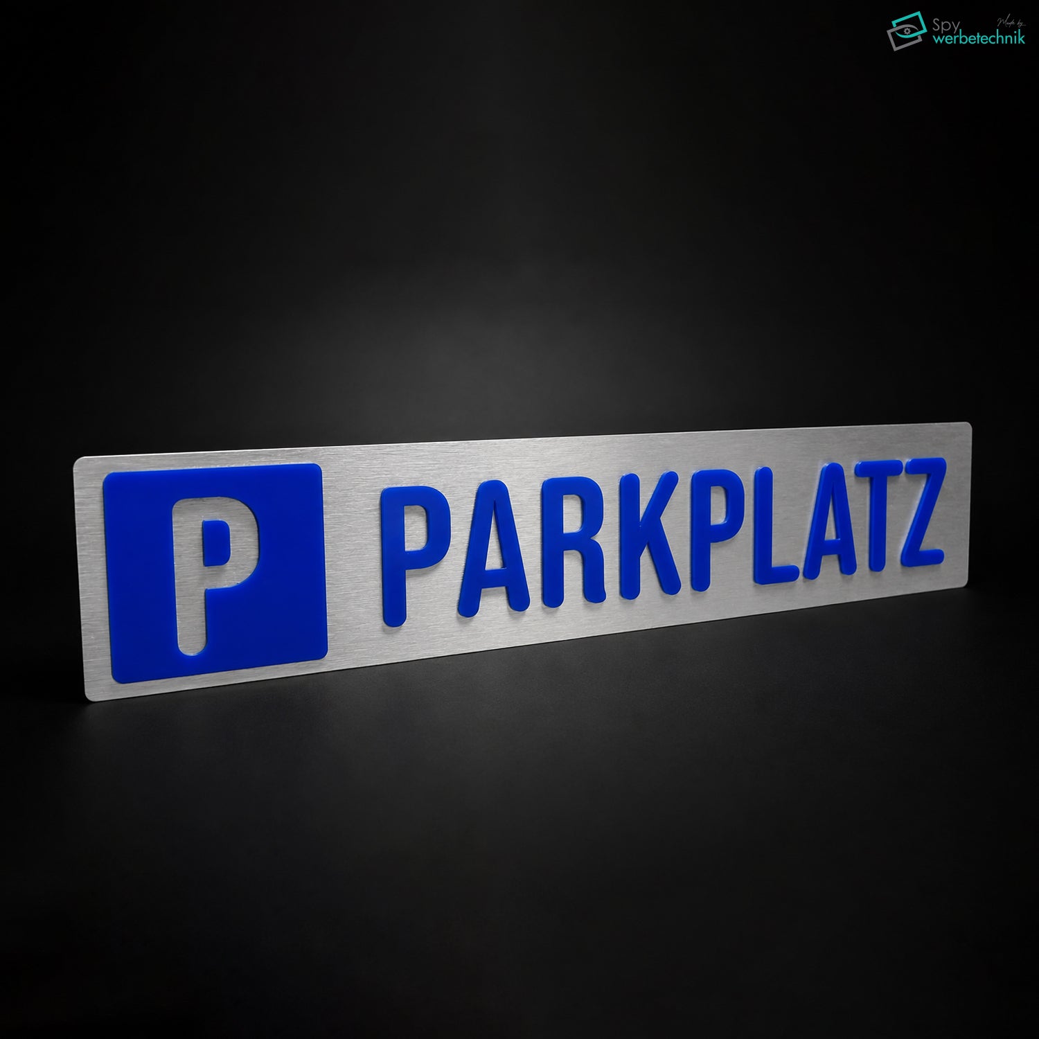 Parkplatzschild 50x10 cm – Alu-Verbund mit 3D Plexiglas-Buchstaben – PARKPLATZ