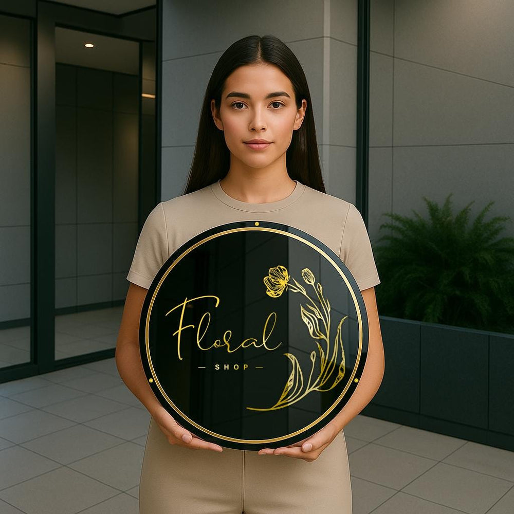 3d logo sign custom acrylic business signage with rose gold lettering