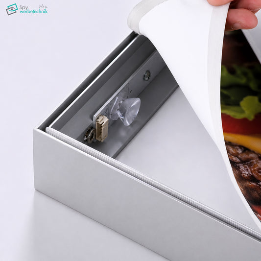 Aluminium-Leuchtkasten mit bedruckter Textil-Front, 50 mm Bautiefe