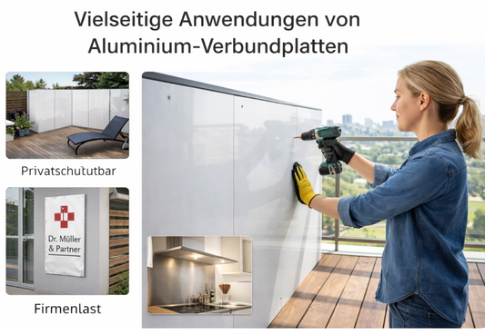 Aluminium Verbundplatte 3mm weiß 40x40cm | Dibond® Zuschnitt CNC Werbeschild