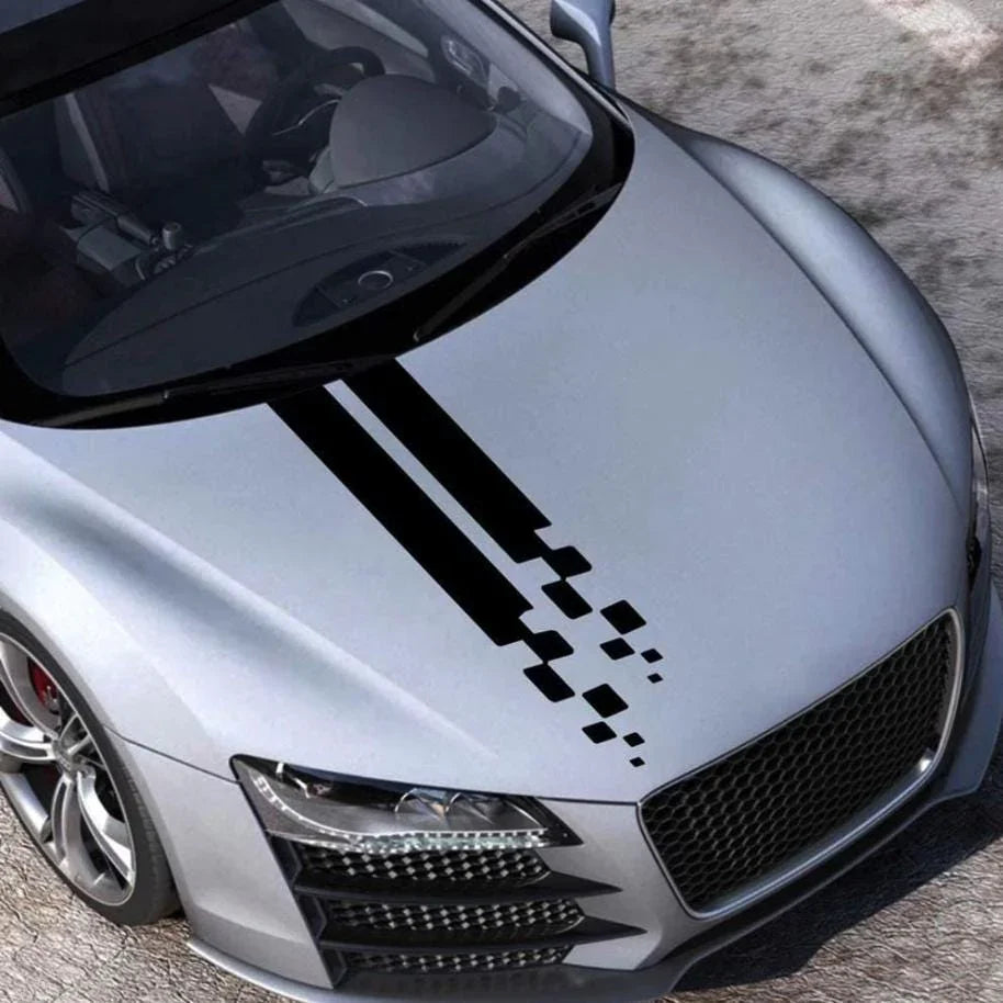 Black Car Hood Racing Stripe Decal: 90x21cm Vinyl Tuning Sticker - Spy Werbetechnik
