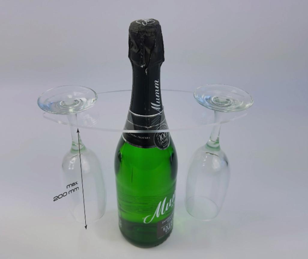 Champagnerglas-Halter aus transparentem Plexiglas – Eleganter Acrylständer für Events & Hochzeiten - Spy Werbetechnik