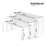 Set mit 3 Acryl Podesten – Plexiglas U-Aufsteller, Transparent & Stabil, Präsentationsständer für Produkte, Deko - Schaufenster - Spy Werbetechnik