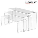 Set mit 3 Acryl Podesten – Plexiglas U-Aufsteller, Transparent & Stabil, Präsentationsständer für Produkte, Deko - Schaufenster - Spy Werbetechnik