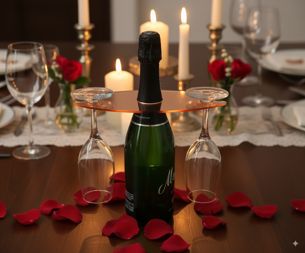 Champagnerglas-Halter aus transparentem Plexiglas – Eleganter Acrylständer für Events & Hochzeiten - Spy Werbetechnik